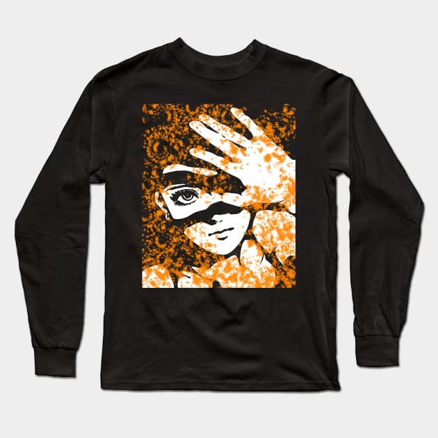 Punk Fashion Style Orange Glowing Girl Long Sleeve T-Shirt by Punk Fashion